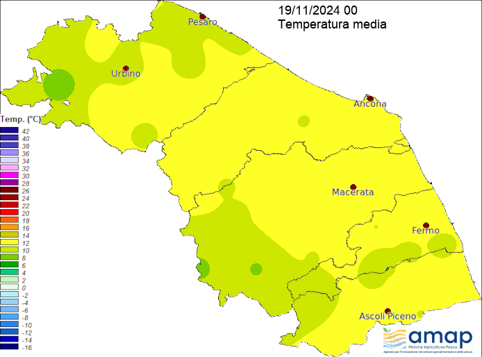 Meteo Regione Marche ASSAM - Carte temperatura media giornaliera