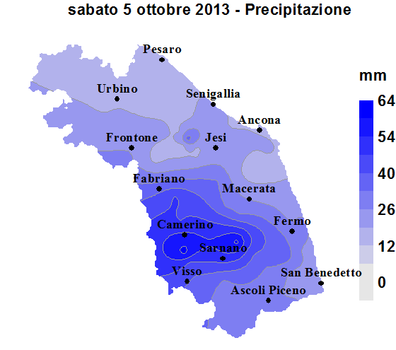 Meteo ASSAM Regione Marche - precipitazione 5 ottobre 2013