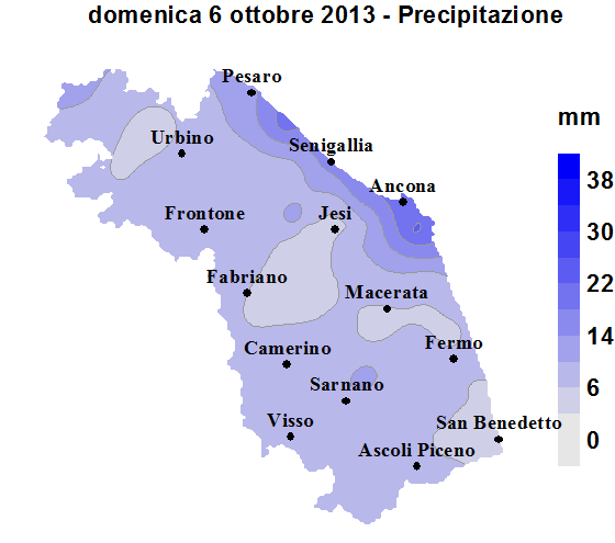 Meteo ASSAM Regione Marche - precipitazione 6 ottobre 2013