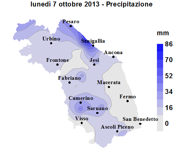 Meteo ASSAM Regione Marche - precipitazione 7 ottobre 2013
